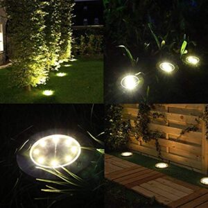 12 Pack Solar Ground Lights - 8 Led Solar Garden Lights Outdoor Waterproof Sidewalk Disk Lights Solar Powered Landscape Lighting for Lawn Patio Pathway Yard Deck Walkway Flood Lights (Warm White)