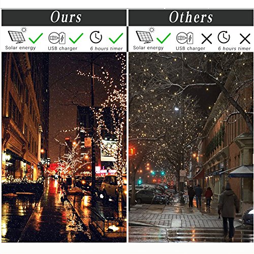woohaha Solar Fairy String Lights Outdoor Waterproof, 72ft 200LED Updated Version Solar Powered String Lights for Christmas Patio Garden Party(Cool White)