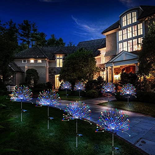 BQOQB 2Pack Solar Firework Lights Garden Lights 150 LED Solar Decorative Lights Waterproof Stake Landscape Lights with 2 Flashing Modes for Outdoor Patio Yard Lawn Pathway Landscape Decor…