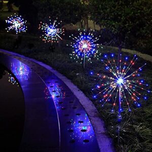 BQOQB 2Pack Solar Firework Lights Garden Lights 150 LED Solar Decorative Lights Waterproof Stake Landscape Lights with 2 Flashing Modes for Outdoor Patio Yard Lawn Pathway Landscape Decor…