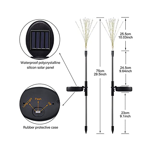 BQOQB 2Pack Solar Firework Lights Garden Lights 150 LED Solar Decorative Lights Waterproof Stake Landscape Lights with 2 Flashing Modes for Outdoor Patio Yard Lawn Pathway Landscape Decor…