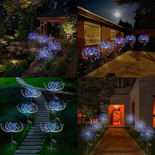 BQOQB 2Pack Solar Firework Lights Garden Lights 150 LED Solar Decorative Lights Waterproof Stake Landscape Lights with 2 Flashing Modes for Outdoor Patio Yard Lawn Pathway Landscape Decor…