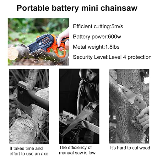 ZNP Mini Chainsaw Brushless 6 Inch, Cordless Mini Chainsaw Battery Powered with 2 Battery, Electric Chainsaw with Security Lock, Handheld Small Chain Saw for Tree Pruning, Gardening, Wood Cutting