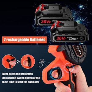 ZNP Mini Chainsaw Brushless 6 Inch, Cordless Mini Chainsaw Battery Powered with 2 Battery, Electric Chainsaw with Security Lock, Handheld Small Chain Saw for Tree Pruning, Gardening, Wood Cutting