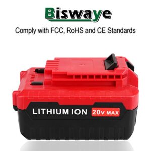 Biswaye 2-Pack 20V MAX Lithium Battery PCC685L Replacement for Porter Cable 20V Battery PCC681L PCC680L PCC682L PCC683L 20V Drill Tools PCC601 PCC670 PCCW205B Battery