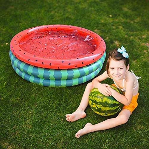 47" x 47" x 12" Inflatable Kiddie Pools 3 Ring Watermelon Plastic Paddling Pool Baby Swimming Pool for Toddler Backyard Garden Outdoor Blow Up Wading Pools Childrens Pools Pit Ball Pool