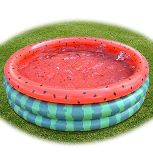 47" x 47" x 12" Inflatable Kiddie Pools 3 Ring Watermelon Plastic Paddling Pool Baby Swimming Pool for Toddler Backyard Garden Outdoor Blow Up Wading Pools Childrens Pools Pit Ball Pool