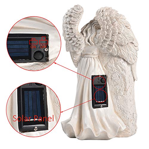 BAYN Angel Garden Statues Outdoor Decor, Solar Angel Figurines Lights for Garden Decoration Yard Art Memorial Gifts for Loss of Loved One