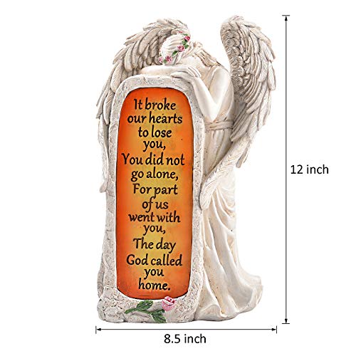 BAYN Angel Garden Statues Outdoor Decor, Solar Angel Figurines Lights for Garden Decoration Yard Art Memorial Gifts for Loss of Loved One