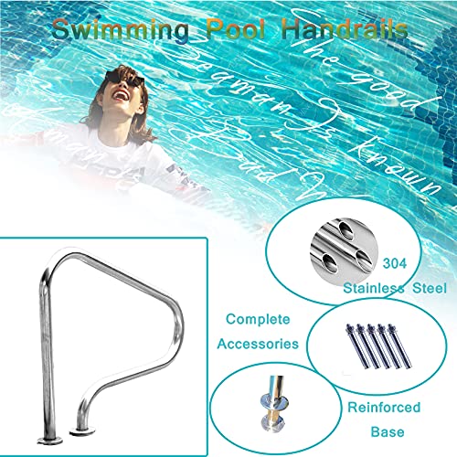 BTZHY Swimming Pool Handrails, 304 Stainless Steel Safety Handle, Humanized Pool Railings for Garden Backyard Pools Easy to Install (1PCS)