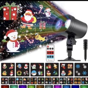 Xmas Thanksgiving Decorations Clearance IP65 Outdoor/Indoor Projector Lights W/18pcs (72 Patterns)Slides & 3D Wave Clouds 2 in 1 Waterproof IP65 for House/Garden/Party/Holiday- 2021Upgraded