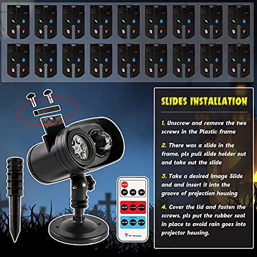 Xmas Thanksgiving Decorations Clearance IP65 Outdoor/Indoor Projector Lights W/18pcs (72 Patterns)Slides & 3D Wave Clouds 2 in 1 Waterproof IP65 for House/Garden/Party/Holiday- 2021Upgraded