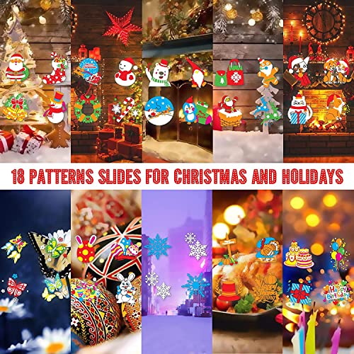 Xmas Thanksgiving Decorations Clearance IP65 Outdoor/Indoor Projector Lights W/18pcs (72 Patterns)Slides & 3D Wave Clouds 2 in 1 Waterproof IP65 for House/Garden/Party/Holiday- 2021Upgraded