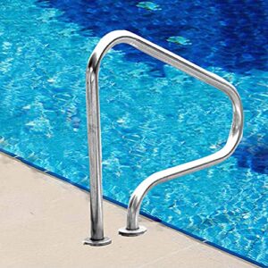 btzhy swimming pool handrails easy-to-install handrails 304 stainless steel reinforced base spas stair handrails for garden backyard pools(1pcs)