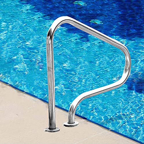 BTZHY Swimming Pool Handrails Easy-to-Install Handrails 304 Stainless Steel Reinforced Base Spas Stair Handrails for Garden Backyard Pools(1pcs)