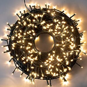 141.4 FT 400 Count Christmas Warm White LED String Lights, LED String Lights Green Wire with F5 Bulbs for Indoor and Outdoor Home, Lawn, and Tree Garden