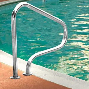 swimming pool handrails, 304 stainless steel safety handrails easy-to-install ramp bumper for garden backyard pools anti-slip and anti-rust(1pcs)