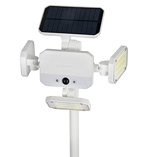 Bell+Howell Bionic Floodlight White Solar Lights Outdoor Motion Sensor LED Outdoor Lights Swiveling Light 108 High Power LED Bulbs in Adjustable Panels Waterproof for Garden Patio As Seen On TV