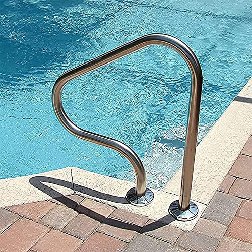 Stainless Steel Pool Handrail, 1PCS Swimming Pool Stair Rail, Ergonomics Curved Design, Rated 250kg Load Capacity for Garden Backyard Water Parks