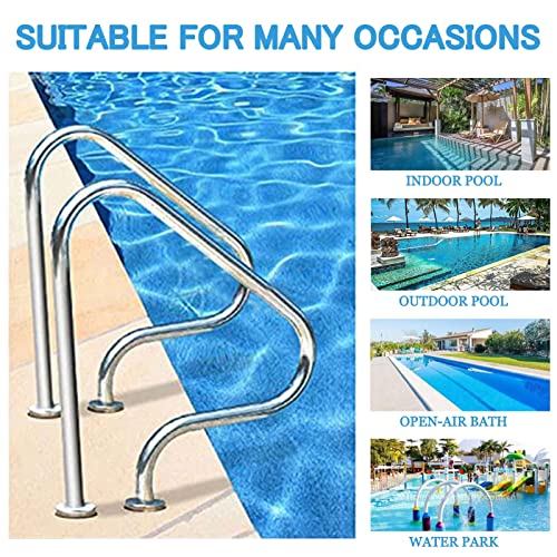 Stainless Steel Pool Handrail, 1PCS Swimming Pool Stair Rail, Ergonomics Curved Design, Rated 250kg Load Capacity for Garden Backyard Water Parks