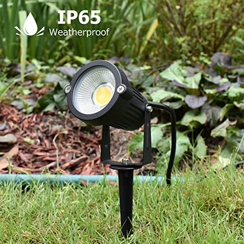 J.LUMI GSS6005 LED Spotlight 5W, 120V AC Line Voltage, 3000K Warm, Metal Construction with Ground Stake, Landscape Spot Light, Outdoor and Indoor Use, 3-ft Cord with Plug, Black (Pack of 2)