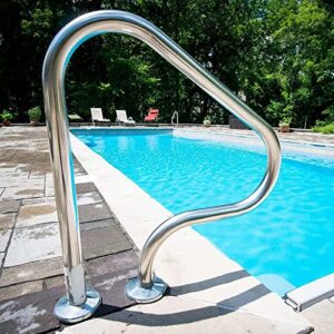 antourlamm swimming pool handrail 31.5″ x 31.5″ inground pool entry rustproof grab bar, 1pcs stainless steel stairs railing for garden backyard water parks