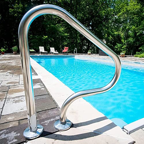 Antourlamm Swimming Pool Handrail 31.5" X 31.5" Inground Pool Entry Rustproof Grab Bar, 1PCS Stainless Steel Stairs Railing for Garden Backyard Water Parks