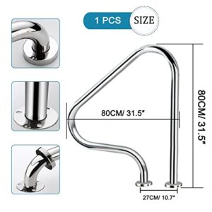 Antourlamm Swimming Pool Handrail 31.5" X 31.5" Inground Pool Entry Rustproof Grab Bar, 1PCS Stainless Steel Stairs Railing for Garden Backyard Water Parks