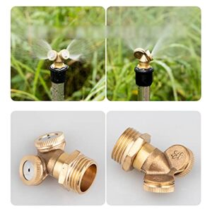 DENOME 2PC Brass Misting Nozzles High Pressure Atomizing 1/2 in BSPF 2-Holes Atomizing Spray Garden Sprinklers Agricultural Irrigation System Adapter Fitting for Greenhouse,Dust Control (2 holes)