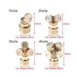 DENOME 2PC Brass Misting Nozzles High Pressure Atomizing 1/2 in BSPF 2-Holes Atomizing Spray Garden Sprinklers Agricultural Irrigation System Adapter Fitting for Greenhouse,Dust Control (2 holes)