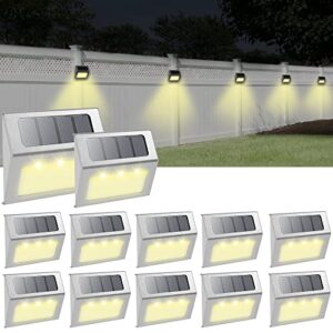 solar powered step lights,12 pack solar deck step lights outdoor, stair lights waterproof for driveway, fence, patio, garden, pathway, warm white