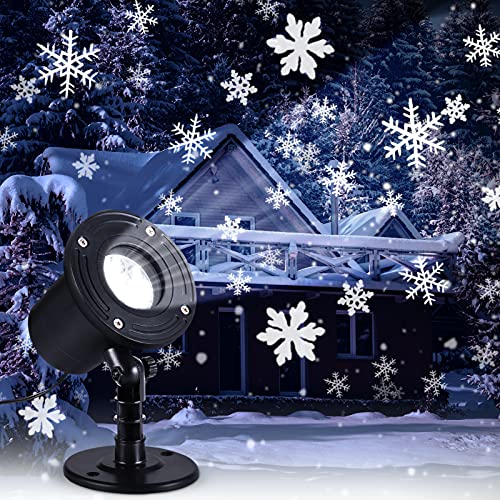 Nortix Christmas Snowflake Projector Lights Outdoor, Holiday Projector LED Light, IP65 Waterproof Rotating Snowfall Projector Lamp for Halloween Wedding Party Garden Landscape Decoration