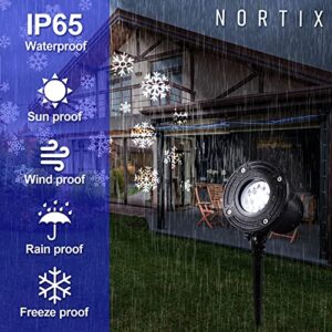 Nortix Christmas Snowflake Projector Lights Outdoor, Holiday Projector LED Light, IP65 Waterproof Rotating Snowfall Projector Lamp for Halloween Wedding Party Garden Landscape Decoration