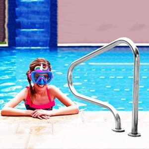 Pools Handrails Stairs Railing - Complete Kit ，304 Stainless Steel Swimming Pool Safey Handrail for Inground Pool Entrances Outdoor Spa Garden Backyard