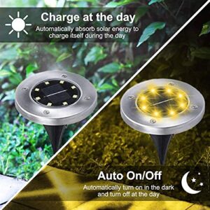 SIATOM Solar Ground Light 8 Pack-8 LED Solar Garden Lights Inground Outdoor Landscape Lighting IP65 Waterproof for Pathway Walkway Lawn 6000K Cold White Light