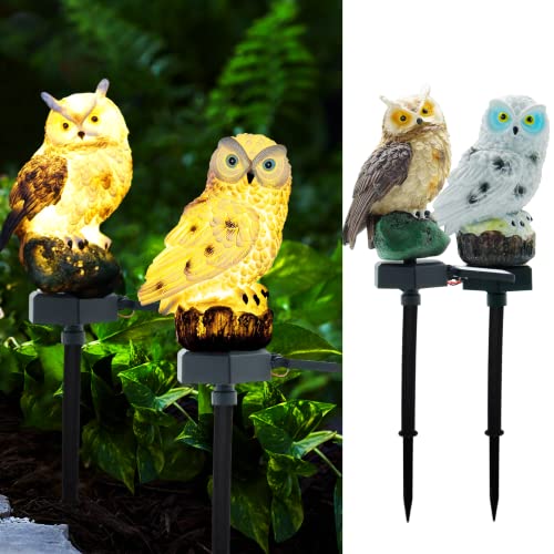 SmilingTown 2 Packs Owl Solar Lights Outdoor Figurine Lights Owl Decor Solar LED Lights Garden Decoration with Stake Waterproof for Lawn Pathway Yard Patio Owl Gift Ideas