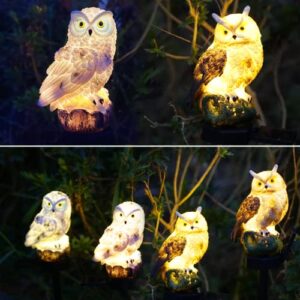 SmilingTown 2 Packs Owl Solar Lights Outdoor Figurine Lights Owl Decor Solar LED Lights Garden Decoration with Stake Waterproof for Lawn Pathway Yard Patio Owl Gift Ideas