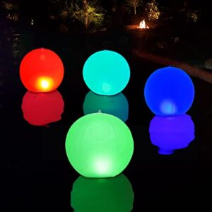 solar led lights inflatable, 14″ floating pool lights waterproof color changing hangable ball light for pond pool beach garden backyard, patio decorative night light, event party as mood light-1pcs