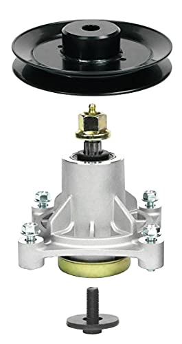 OKH New Parts 174356 Spindle Assembly with Pulley Replace 532174356 82-015 285-108 11014 GT2248 GTH2248 GTH2548 YTH1848XP YTH2748 Jonsered 532174358 LT19A LT2119A LT2122A Pulley 539113962