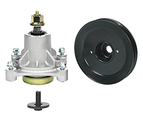 OKH New Parts 174356 Spindle Assembly with Pulley Replace 532174356 82-015 285-108 11014 GT2248 GTH2248 GTH2548 YTH1848XP YTH2748 Jonsered 532174358 LT19A LT2119A LT2122A Pulley 539113962