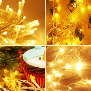 EXF 2-Pack Connectable Christmas Lights, Total 240LED Waterproof Clear Wire String Lights Indoor/Outdoor, 8 Modes Twinkle Lights for Room, Garden, Xmas Tree Decorations (Warm White)