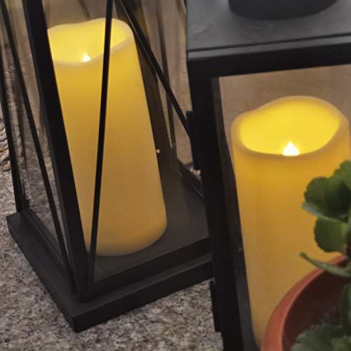 Large Outdoor Waterproof White Flameless Candles with Remote Timer Big Battery Operated Plastic LED Pillar Candles for Garden Home Wedding Party Decoration Flickering Electric Lights 3”x7” 2 Pack