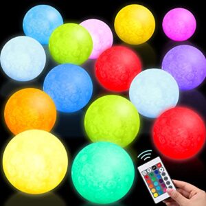 12 packs floating pool lights with 3 remotes, 3 inch moon pool floating ball lights led glow in the dark waterproof hot tub night light pool accessories for inground pool fountain garden party decor