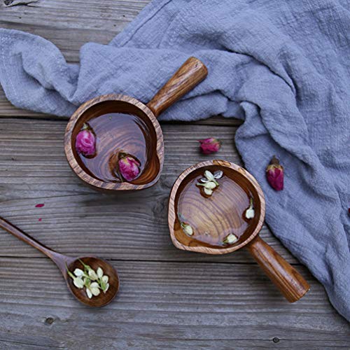 DOITOOL Wooden Water Ladle Japanese Style Wooden Scoop Ladle Water Dipper Bath Scoop for Water Sauna Garden Tea