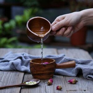 DOITOOL Wooden Water Ladle Japanese Style Wooden Scoop Ladle Water Dipper Bath Scoop for Water Sauna Garden Tea