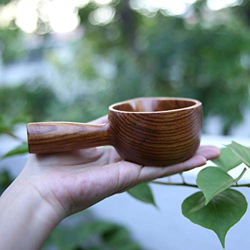 DOITOOL Wooden Water Ladle Japanese Style Wooden Scoop Ladle Water Dipper Bath Scoop for Water Sauna Garden Tea