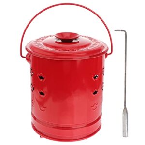 doitool burn barrel incinerator can: metal garden incinerator fire bin enamel burn bin stainless steel incinerator burn barrel incinerator cage ash bucket fire pit wood burning pit