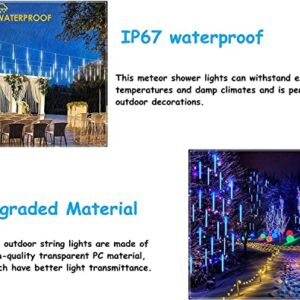 Misopily Meteor Shower Lights,Outdoor String Lights Christmas Lights,11.8 Inches 10 Tubes 240 LED Falling Rain Lights IP 67 Waterproof for Christmas Tree Decor Garden Yard,Blue