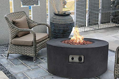 Modeno Venice Concrete Propane Fire Table, Outdoor Fire Pit Table/Patio Furniture, 50,000 BTU Auto-Ignition, Stainless Steel Burner, Lava Rock & Water Resistant Soft Cover Included