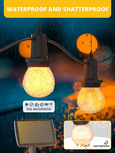 Sunnyload Solar String Lights Outdoor Waterproof, 48ft Solar Powered Lights with Shatterproof 15+1 G40 LED Bulbs, USB Rechargeable 4 Modes Dimmable for Balcony Patio Garden